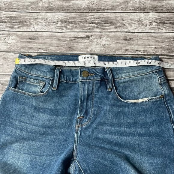 Frame Denim Le Garcon Crop Jeans Mt. Snow Medium Blue Size 26 Pockets Ankle Zip - Picture 10 of 12